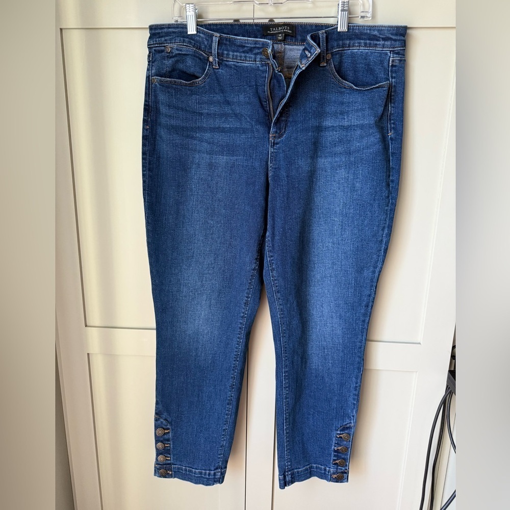 NWOT Talbots Flawless 5-Pocket Blue Jeans SZ 14; Buttons at Ankles - Picture 9 of 12